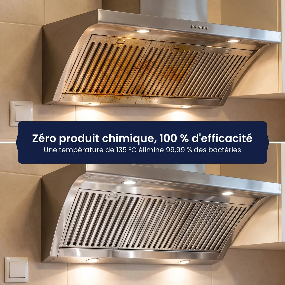 Hotte de cuisine dégraissée à la vapeur
