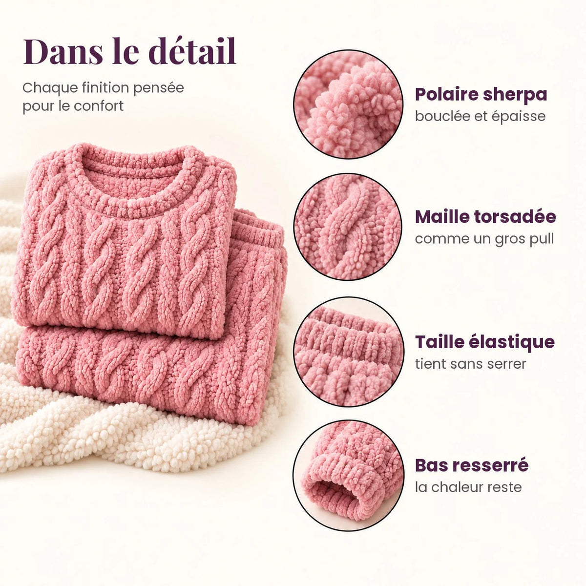 Ensemble douillet en polaire sherpa