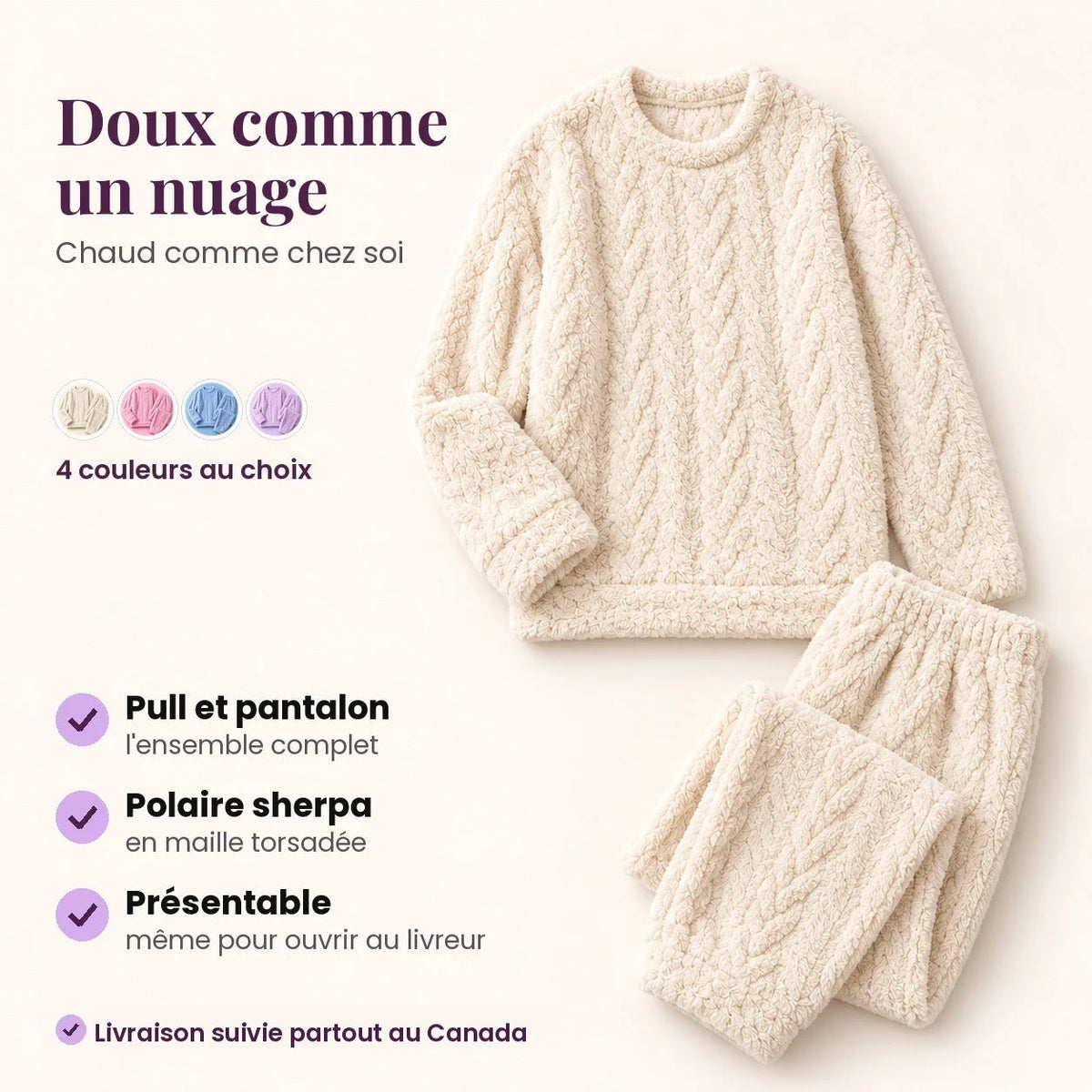 Ensemble douillet en polaire sherpa